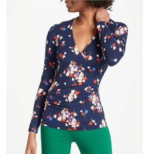 {Boden} Navy Tulip Long Sleeved Wrap Top 🌷